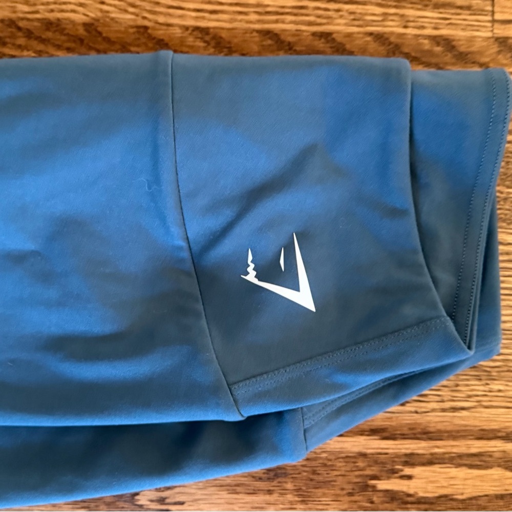 Blue Leggings with White Logo